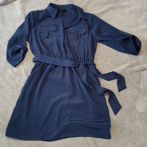 BCX Navy Blue Shirt Dress With Pockets